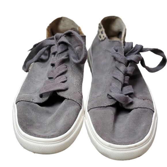 Lucky Brand Suede Grayish Brown & Leopard Suede Sneakers - Picture 3 of 7